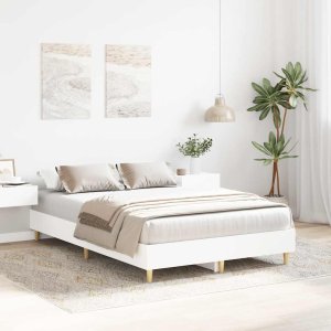vidaXL Rama łóżka bez materaca biała 140x190 cm drewno klejone 3