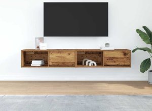 vidaXL Szafki RTV 2 szt. Stare drewno 80x31x25,5 cm Drewno klejone 3