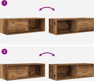 vidaXL Szafki RTV 2 szt. Stare drewno 80x31x25,5 cm Drewno klejone 10
