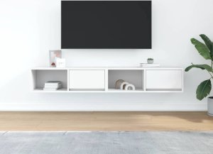 vidaXL Szafki pod TV 2 szt. Białe 80x31x25,5 cm Drewno klejone 3