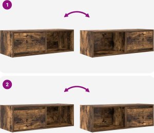 vidaXL Szafka RTV Dąb wędzony 80x31x25,5 cm Drewno klejone 9