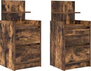 vidaXL Szafki nocne z 2 szufladami 2 szt. Dąb wędzony 38x34x80 cm 2