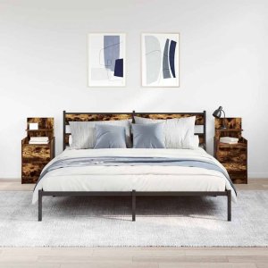 vidaXL Szafki nocne z 2 szufladami 2 szt. Dąb wędzony 38x34x80 cm 3