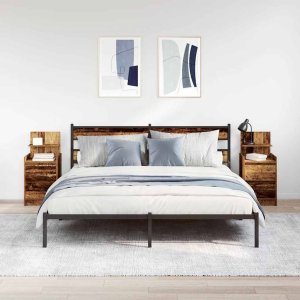 vidaXL Szafki nocne z 2 szufladami 2 szt. Stare drewno 38x34x80 cm 3