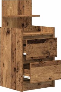vidaXL Szafki nocne z 2 szufladami 2 szt. Stare drewno 38x34x80 cm 6