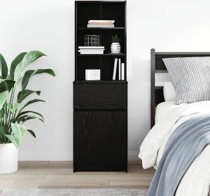 vidaXL Szafka nocna Czarna 39x35x125 cm Drewno klejone 3
