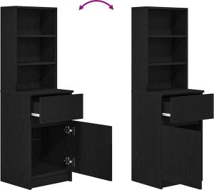 vidaXL Szafka nocna Czarna 39x35x125 cm Drewno klejone 9