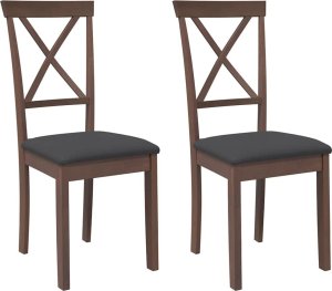 vidaXL Krzesła do jadalni z poduszkami 2 szt. lite drewno gumowe 2