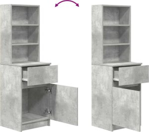 vidaXL Szafka nocna Beton Szary 39x35x125 cm Drewno klejone 9