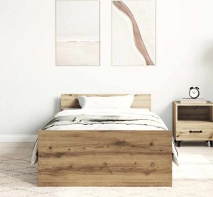 vidaXL Rama łóżka bez materaca Artisan Oak 90x190cm Drewno klejone 3