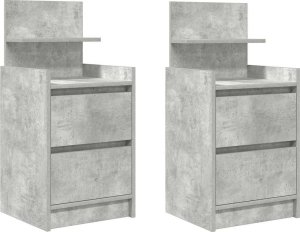 vidaXL Szafki nocne z 2 szufladami 2 szt. Betonowy szary 38x34x80 cm 2