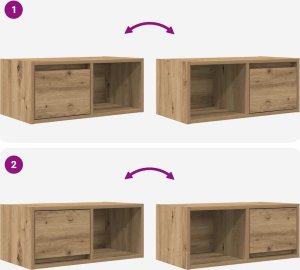 vidaXL Szafki RTV 2 szt. Dąb Artisan 60x31x25,5 cm Drewno klejone 10