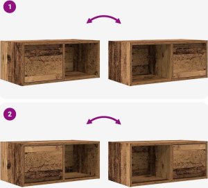 vidaXL Szafki RTV 2 szt. Stare drewno 60x31x25,5 cm Drewno klejone 10