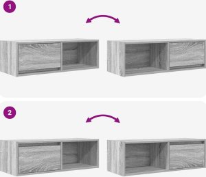 vidaXL Szafka RTV Szara Sonoma 80x31x25,5 cm Drewno klejone 9