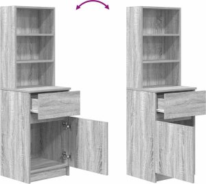 vidaXL Szafka nocna Szara Sonoma 39x35x125 cm Drewno klejone 9