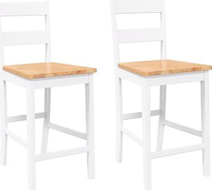 vidaXL Hokery barowe 2 szt. Białe lite drewno gumowe 2