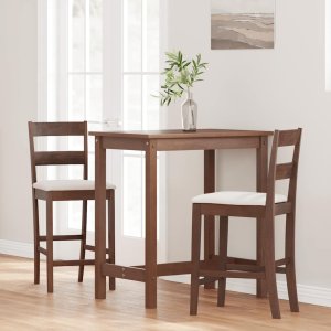 vidaXL Hokery barowe z poduszkami 2 szt. Brązowe lite drewno gumowe 3