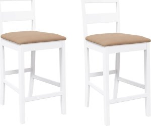 vidaXL Hokery barowe z poduszkami 2 szt. Białe lite drewno gumowe 2