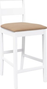 vidaXL Hokery barowe z poduszkami 2 szt. Białe lite drewno gumowe 4