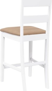 vidaXL Hokery barowe z poduszkami 2 szt. Białe lite drewno gumowe 7