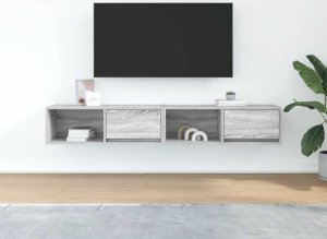 vidaXL Szafki RTV 2 szt. Szary Sonoma 80x31x25,5 cm Drewno klejone 3