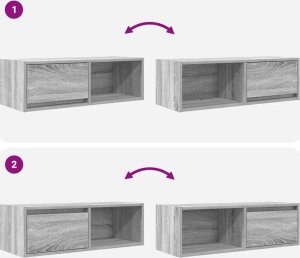 vidaXL Szafki RTV 2 szt. Szary Sonoma 80x31x25,5 cm Drewno klejone 10