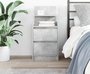 vidaXL Szafka nocna z 2 szufladami Betonowa szarość 38x34x80 cm 3
