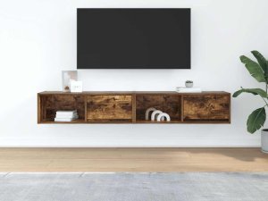 vidaXL Szafki RTV 2 szt. Dąb wędzony 80x31x25,5 cm Drewno klejone 3