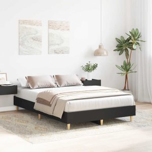 vidaXL Rama łóżka bez materaca czarna 120x190 cm drewno klejone 3