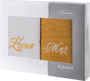 KOMPLET RĘCZNIKÓW MĄŻ ŻONA SREBRNY 2