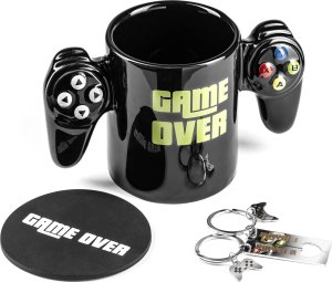 ZESTAW gracza GAME OVER kubek, podkładka, breloki 1