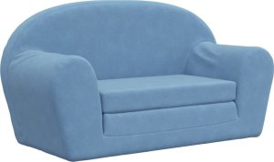2-os. sofa dla dzieci, rozkładana, niebieska, miękki plusz 1