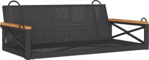 Ławka bujana, czarna, 109x62x40 cm, polirattan 1
