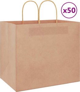 Torby papierowe Kraft 50 szt. z uchwytami Brązowe 32x22x28 cm 1
