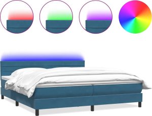 Łóżko typu Box Spring z materacem Ciemnoniebieski 180x220 cm 1