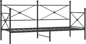 Łóżko dzienne bez materaca czarne 90x190 cm stalowe 1