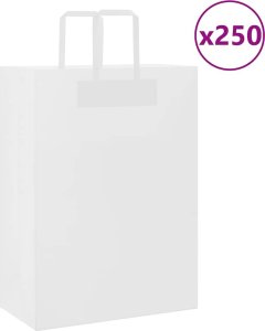 Torby papierowe 250 szt. z uchwytami białe 32x17x44 cm 1