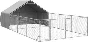 Zewnętrzna buda dla psa z wybiegiem 7x3x1,9 m Stal ocynkowana 1
