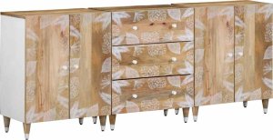 Komody 3 szt. 60x33,5x75 cm Drewno lite Mango 1