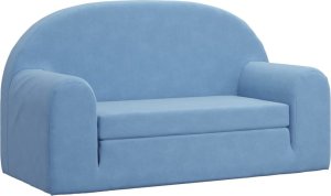2-os. sofa dla dzieci, rozkładana, niebieska, miękki plusz 1