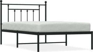 Metalowa rama łóżka z wezgłowiem, czarna, 100x200 cm 1
