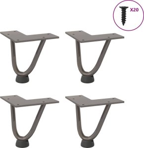 Nogi do stołu Hairpin, 4 szt., naturalna stal, 10 cm, lita stal 1