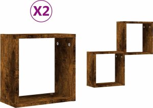 Półki ścienne Cube 2 szt. Dąb wędzony 30x15x30 cm 1