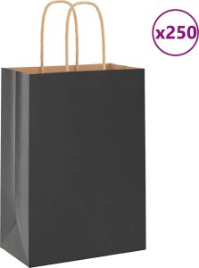 Torby papierowe 250 szt. z uchwytami Czarne 15x8x21 cm 1