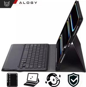 Etui ochronne z klawiaturą do Apple iPad Pro 13" M4 2024 7gen Alogy Keyboard case z miejscem na rysik klawiatura Bluetooth czarne 2