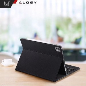 Etui ochronne z klawiaturą do Apple iPad Pro 13" M4 2024 7gen Alogy Keyboard case z miejscem na rysik klawiatura Bluetooth czarne 5