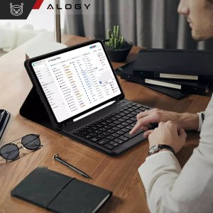 Etui ochronne z klawiaturą do Apple iPad Pro 11" M4 2024 Alogy Keyboard case z miejscem na rysik klawiatura Bluetooth czarne 2