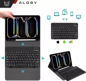 Etui ochronne z klawiaturą do Apple iPad Pro 11" M4 2024 Alogy Keyboard case z miejscem na rysik klawiatura Bluetooth czarne 4