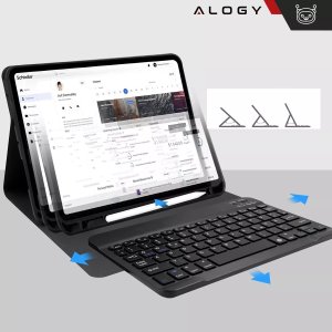 Etui ochronne z klawiaturą do Apple iPad Pro 11" M4 2024 Alogy Keyboard case z miejscem na rysik klawiatura Bluetooth czarne 5