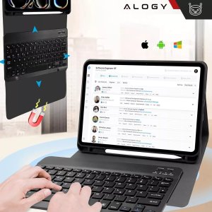 Etui ochronne z klawiaturą do Apple iPad Pro 11" M4 2024 Alogy Keyboard case z miejscem na rysik klawiatura Bluetooth czarne 6